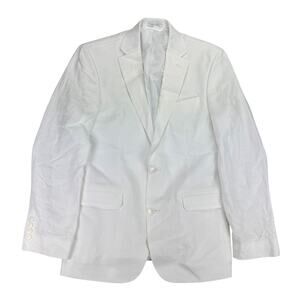 Bar III Mens Slim Fit 100% Linen Solid Suit Jacket White 36R